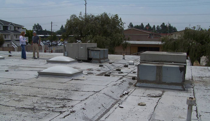 Flat Roof BUR Silver Coating Commercial Anaheim Meth before SureCoat